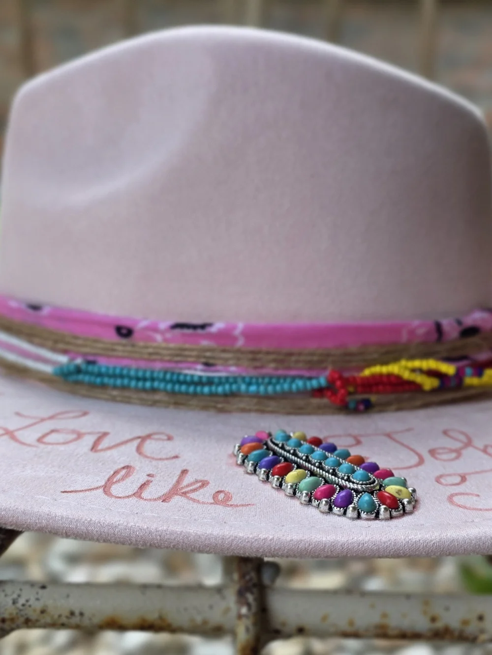 Pink Embellished Felt Cowboy Hat
